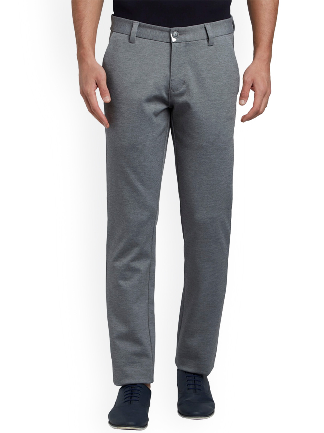 Buy Parx Men Grey Tapered Fit Trousers - Trousers for Men 15704340 | Myntra