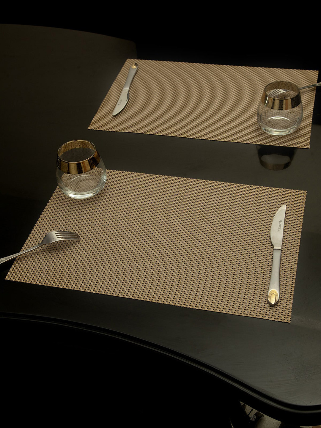 Buy OBSESSIONS Set Of 6 Gold Toned Solid Rectangular Table Placemats