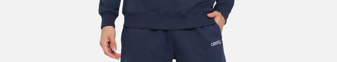 Buy GRIFFEL Men Navy Blue Solid Cotton Tracksuit - Tracksuits for Men ...