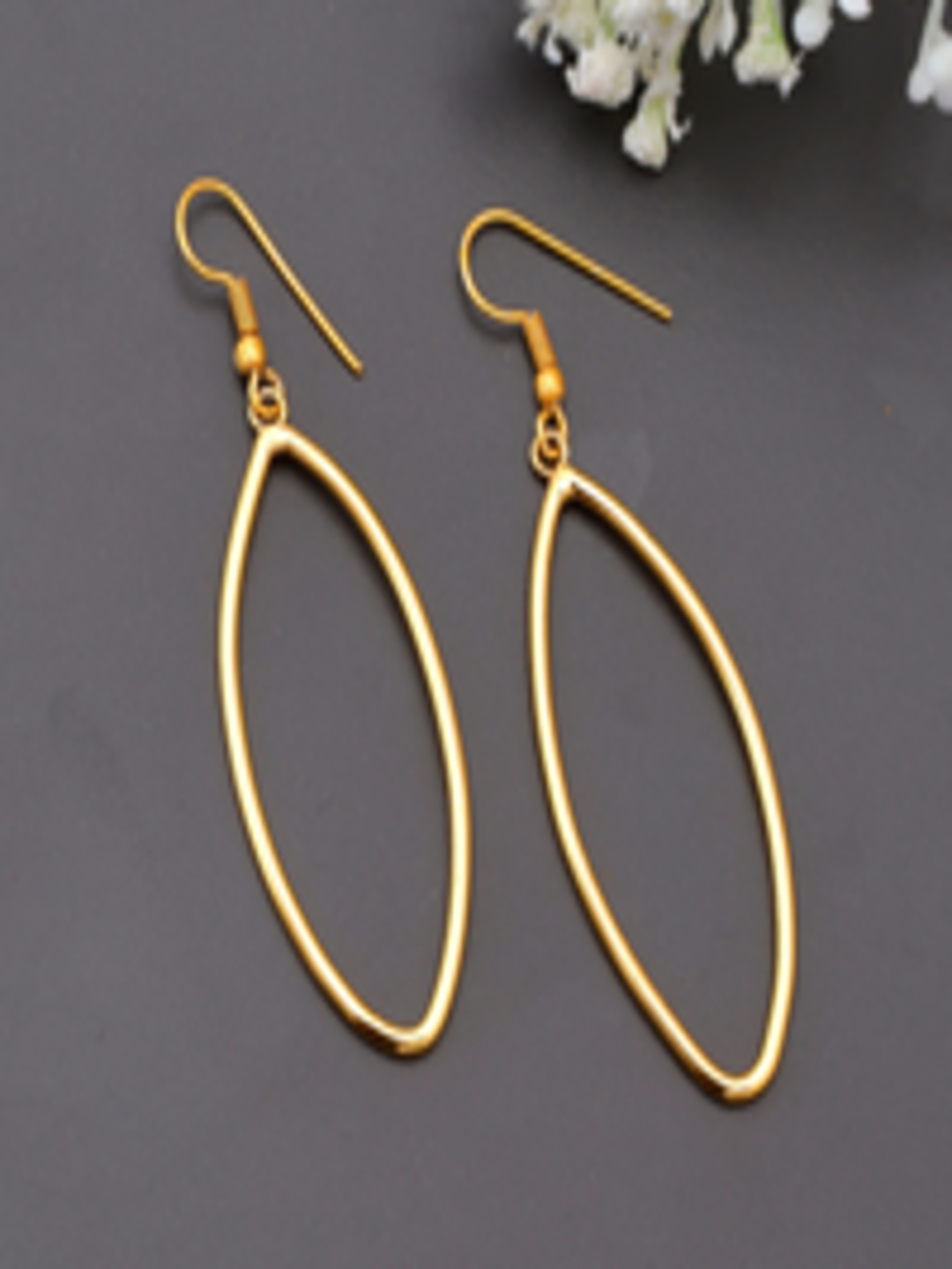 Buy Silvermerc Designs Gold Toned Leaf Shaped Drop Earrings - Earrings