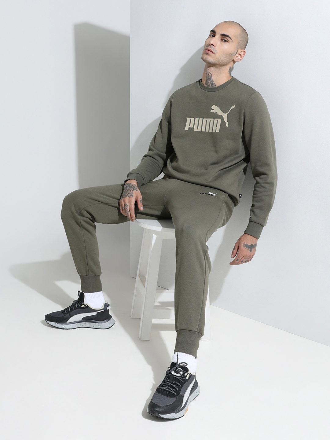 puma olive green track pants
