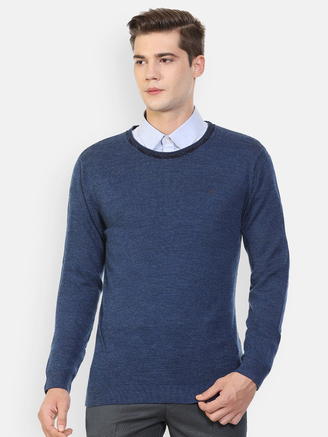 Buy Louis Philippe Men Navy Blue Sweater Vest - Sweaters for Men ...