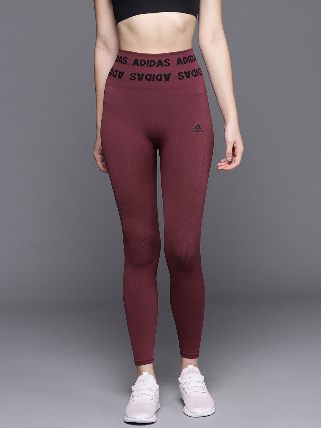 Buy ADIDAS Women Maroon Solid Sustainable Tights Tights for Women