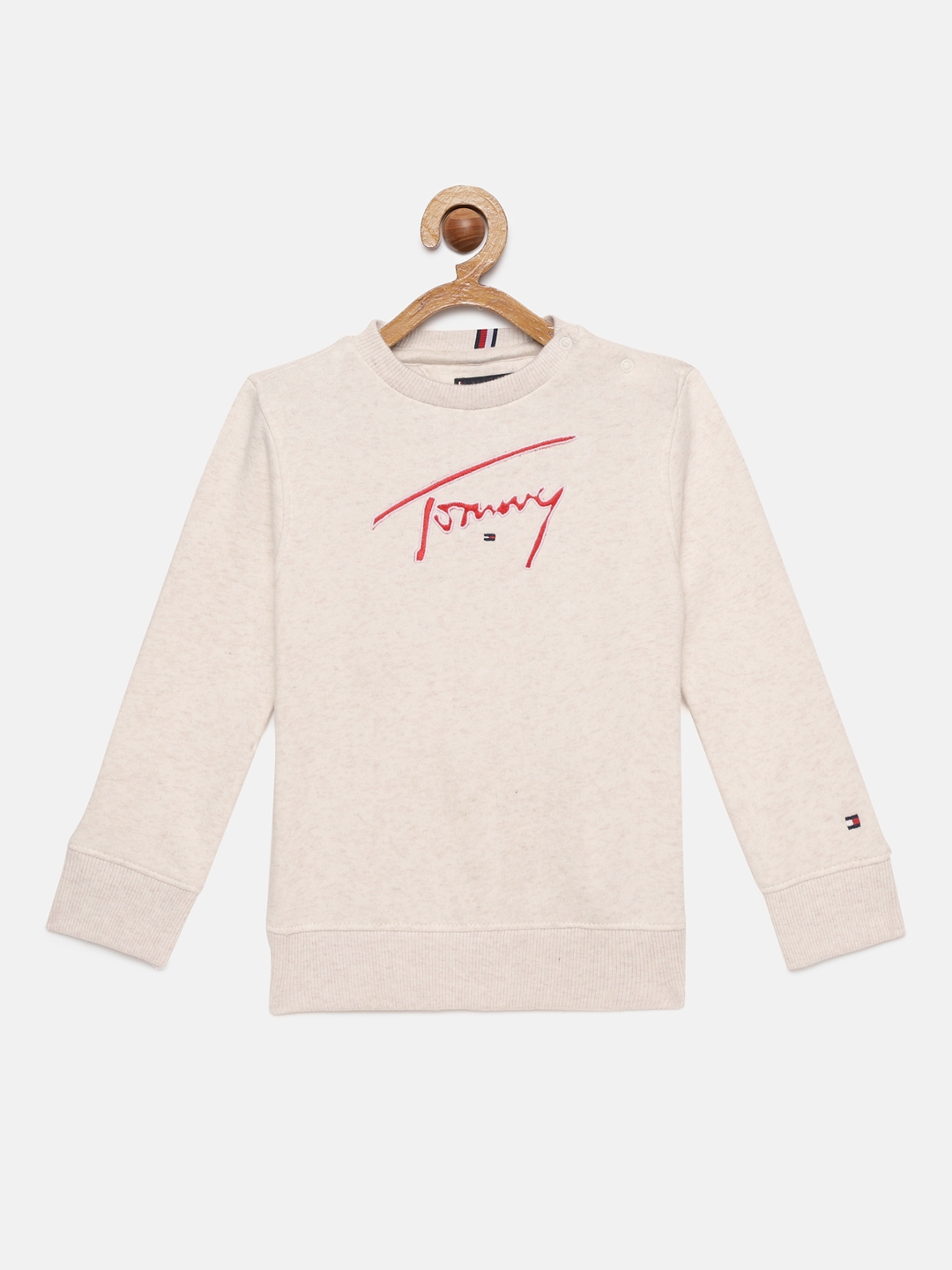 Buy Tommy Hilfiger Boys Brand Logo Embroidered Cream Coloured ...