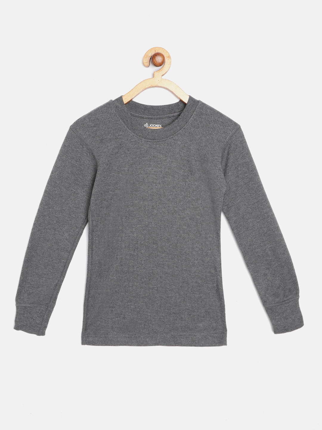 Buy Jockey Kids Charcoal Grey Solid Slim Fit Cotton Thermal T Shirt