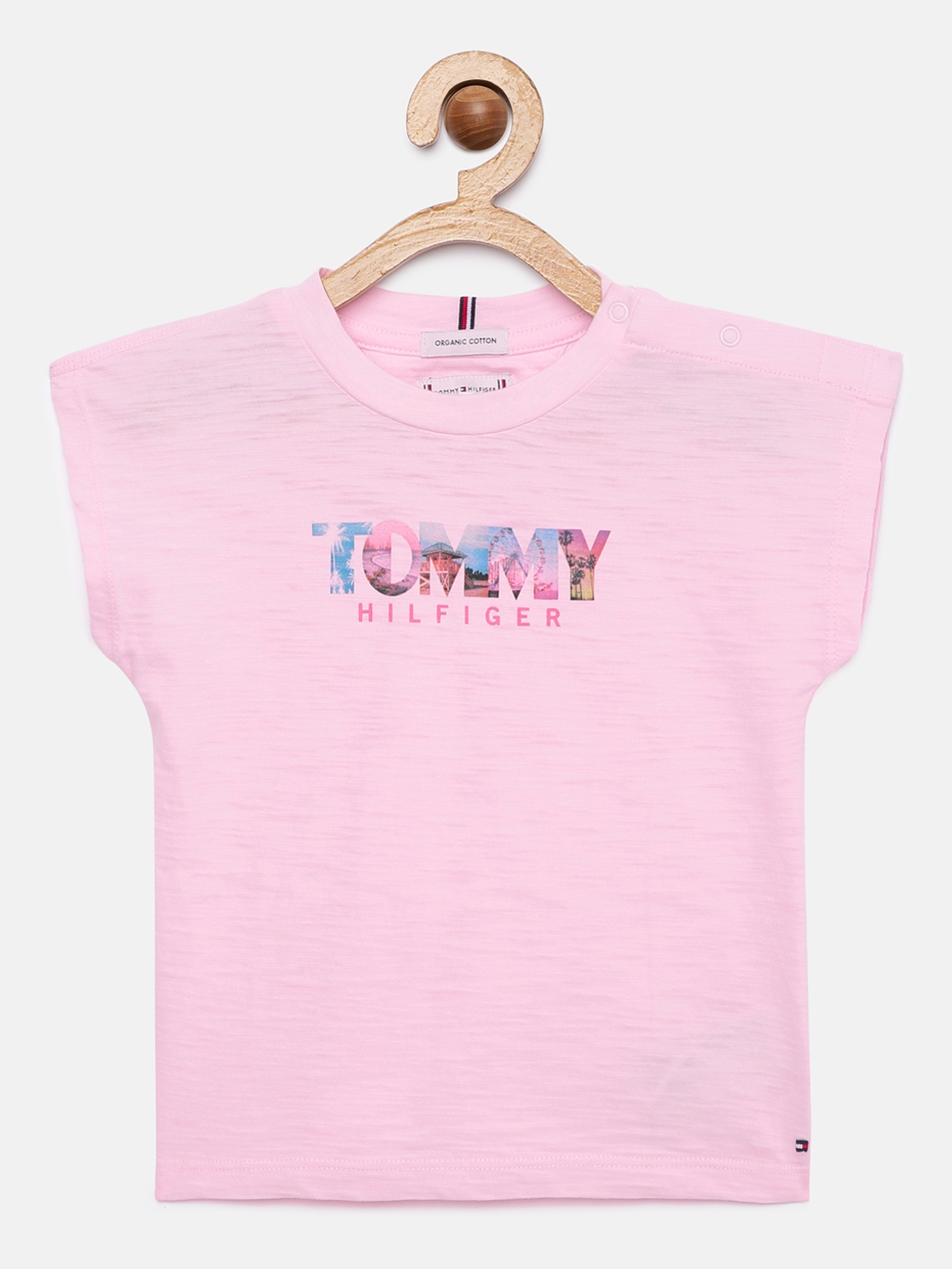Buy Tommy Hilfiger Girls Pink Brand Logo Pure Cotton T Shirt - Tshirts ...