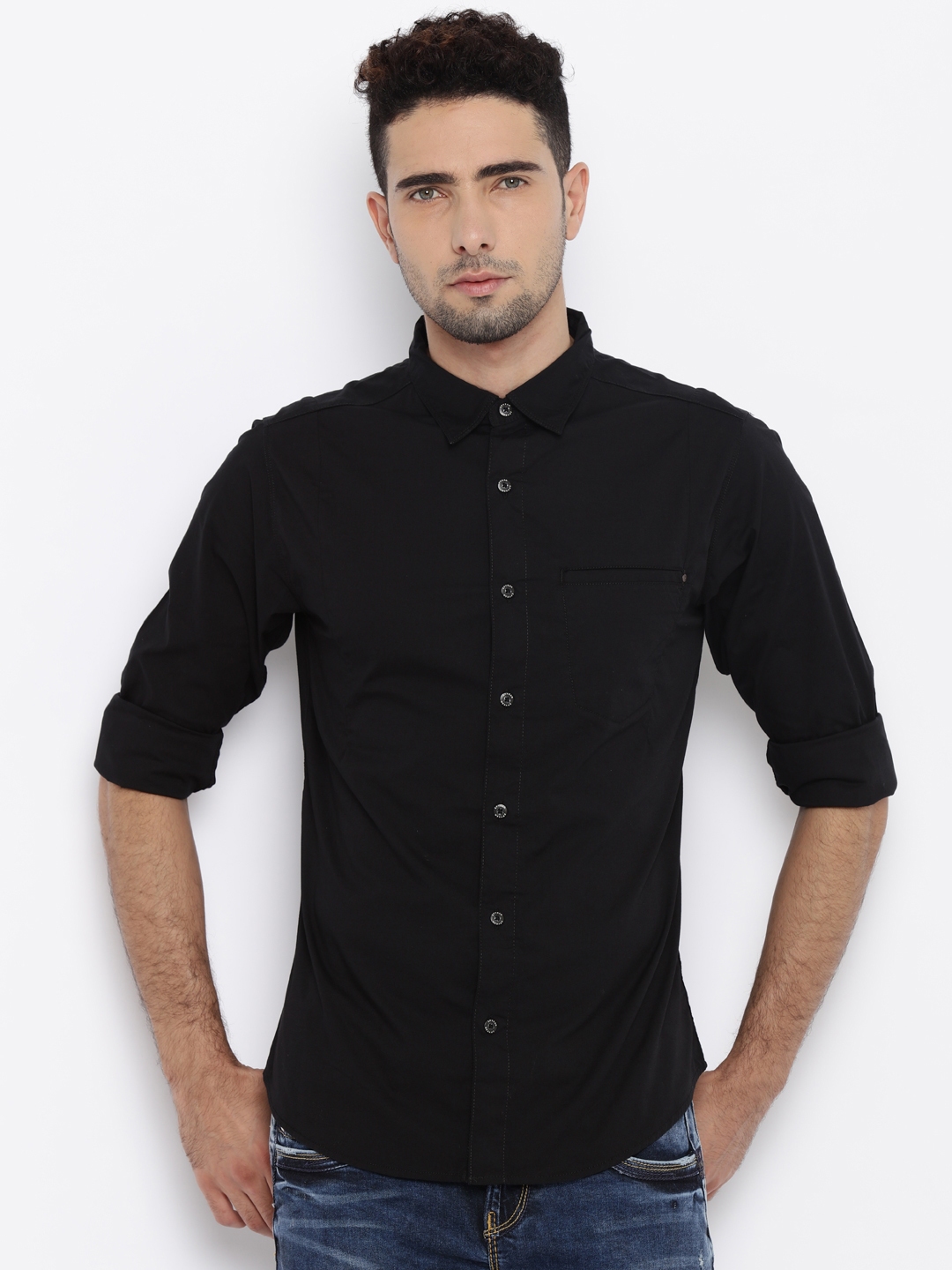 Buy SPYKAR Men Black Regular Fit Checked Casual Shirt - Shirts for Men ...