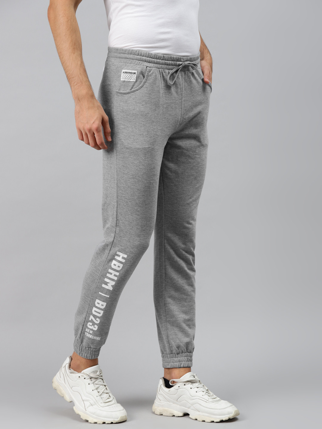 Buy Hubberholme Men Grey Solid Joggers Track Pants for Men 15720346