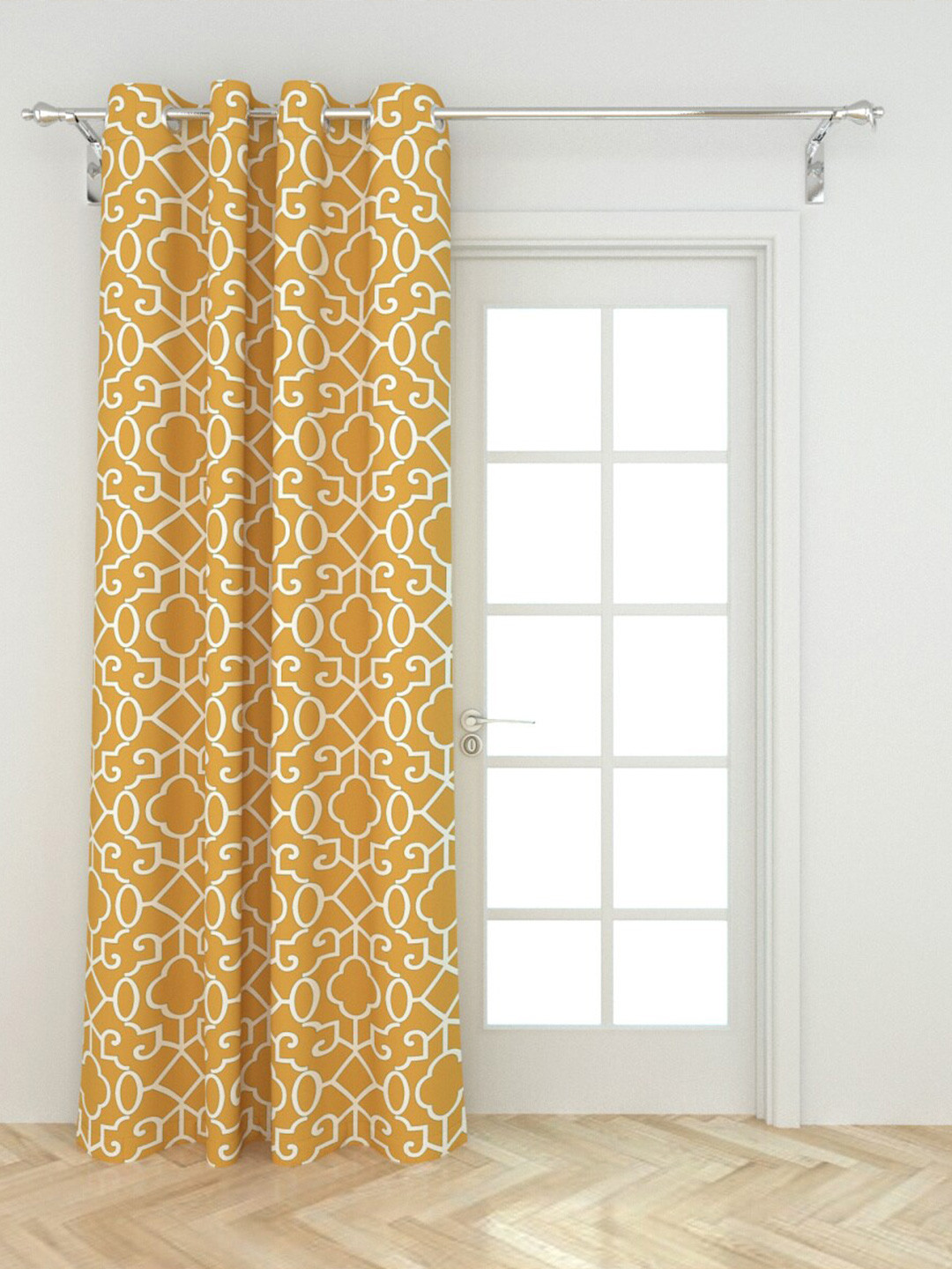 Buy Home Centre Yellow & White Geometric Door Curtain Curtains And