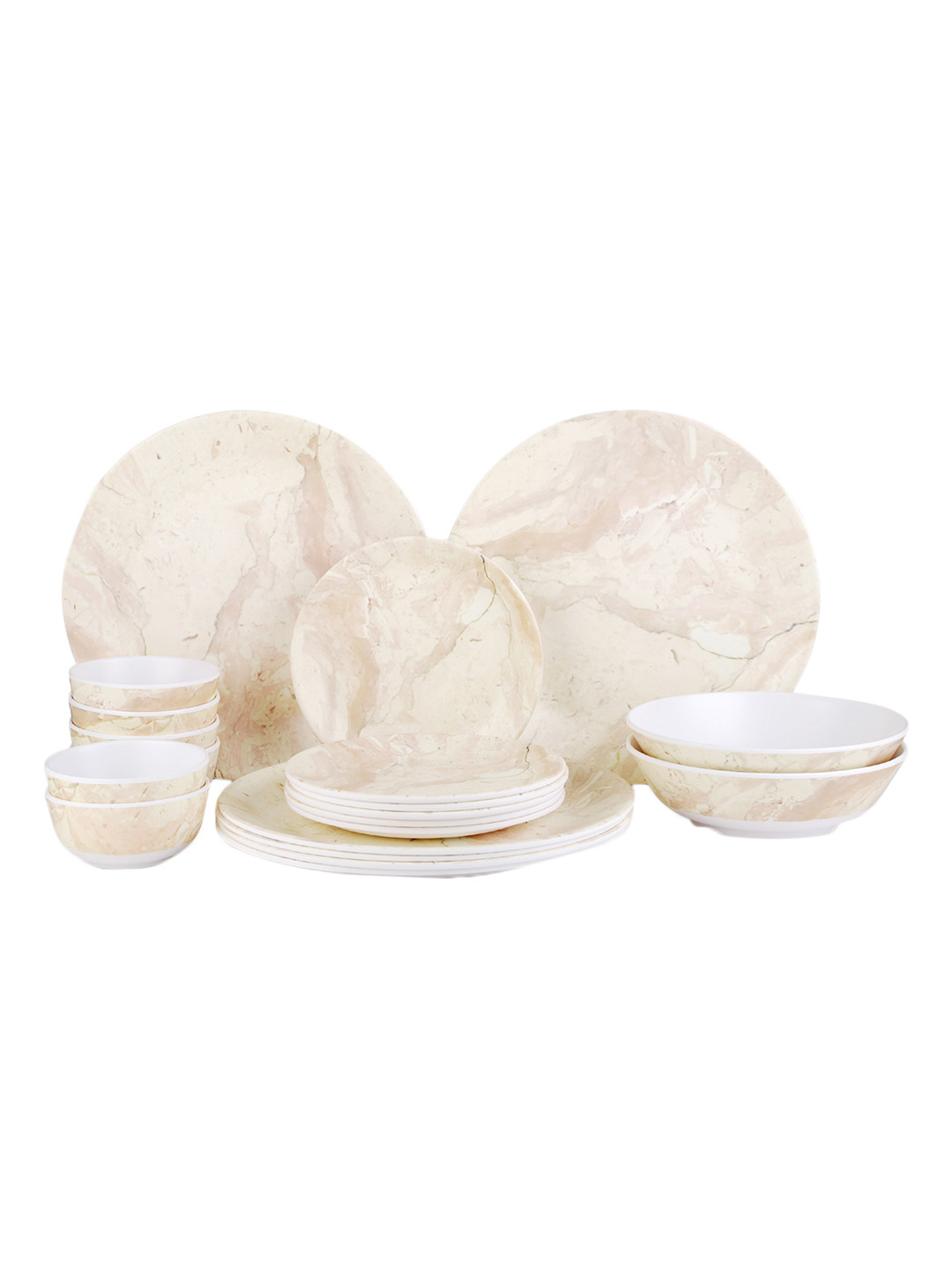 Buy Home Centre Corsica Beige & Brown Set Of 20 Printed Melamine Matte