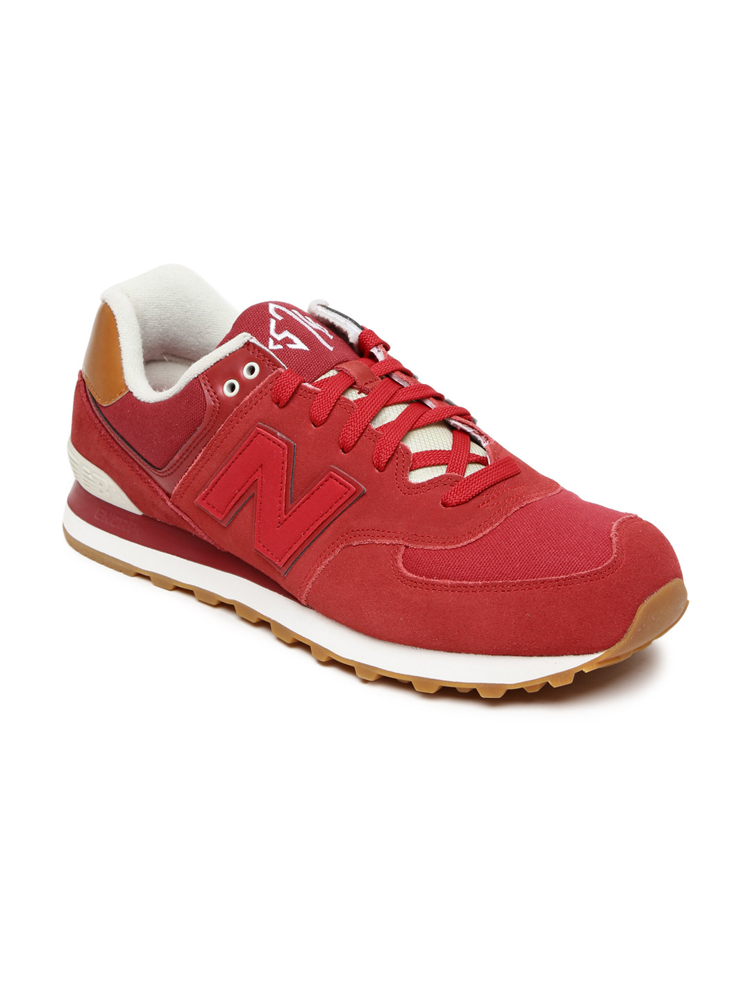 Buy New Balance Men Red Solid ML574NEC Suede Leather ...
