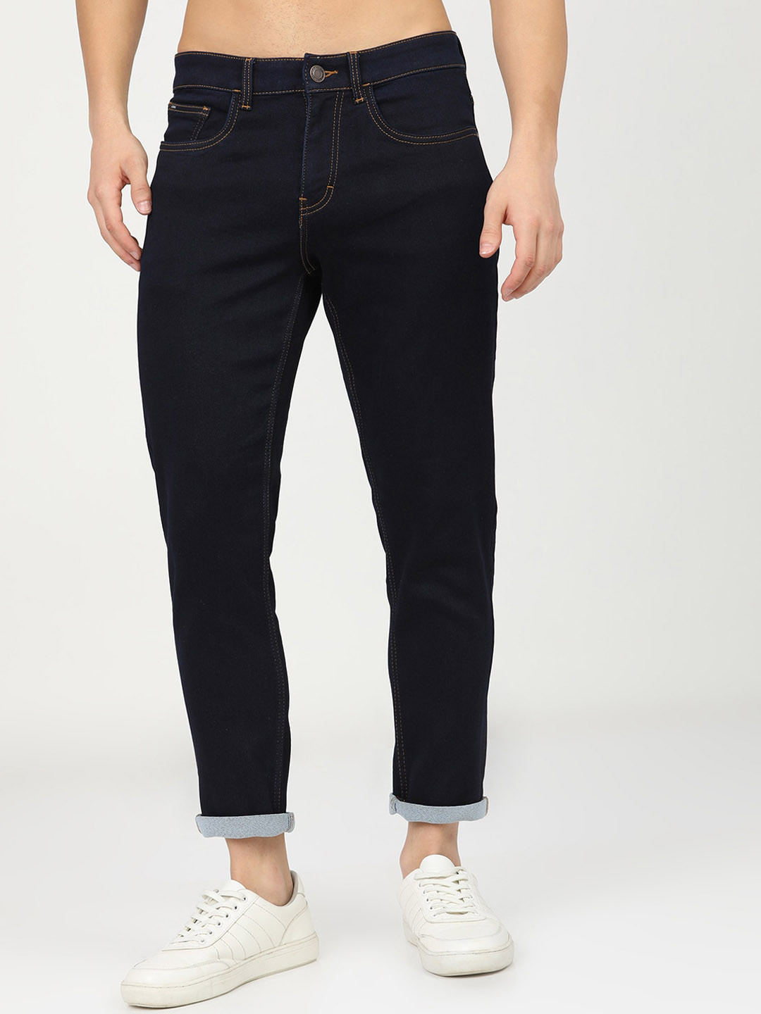 Buy HIGHLANDER Men Navy Blue Tapered Fit Stretchable Jeans - Jeans for ...