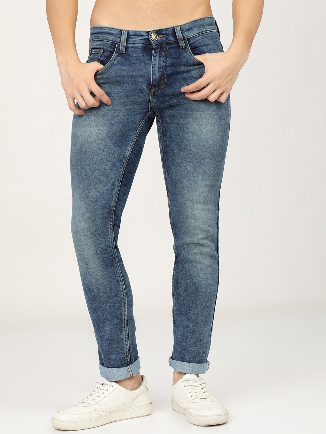 Buy HIGHLANDER Men Blue Slim Fit Heavy Fade Stretchable Jeans - Jeans ...