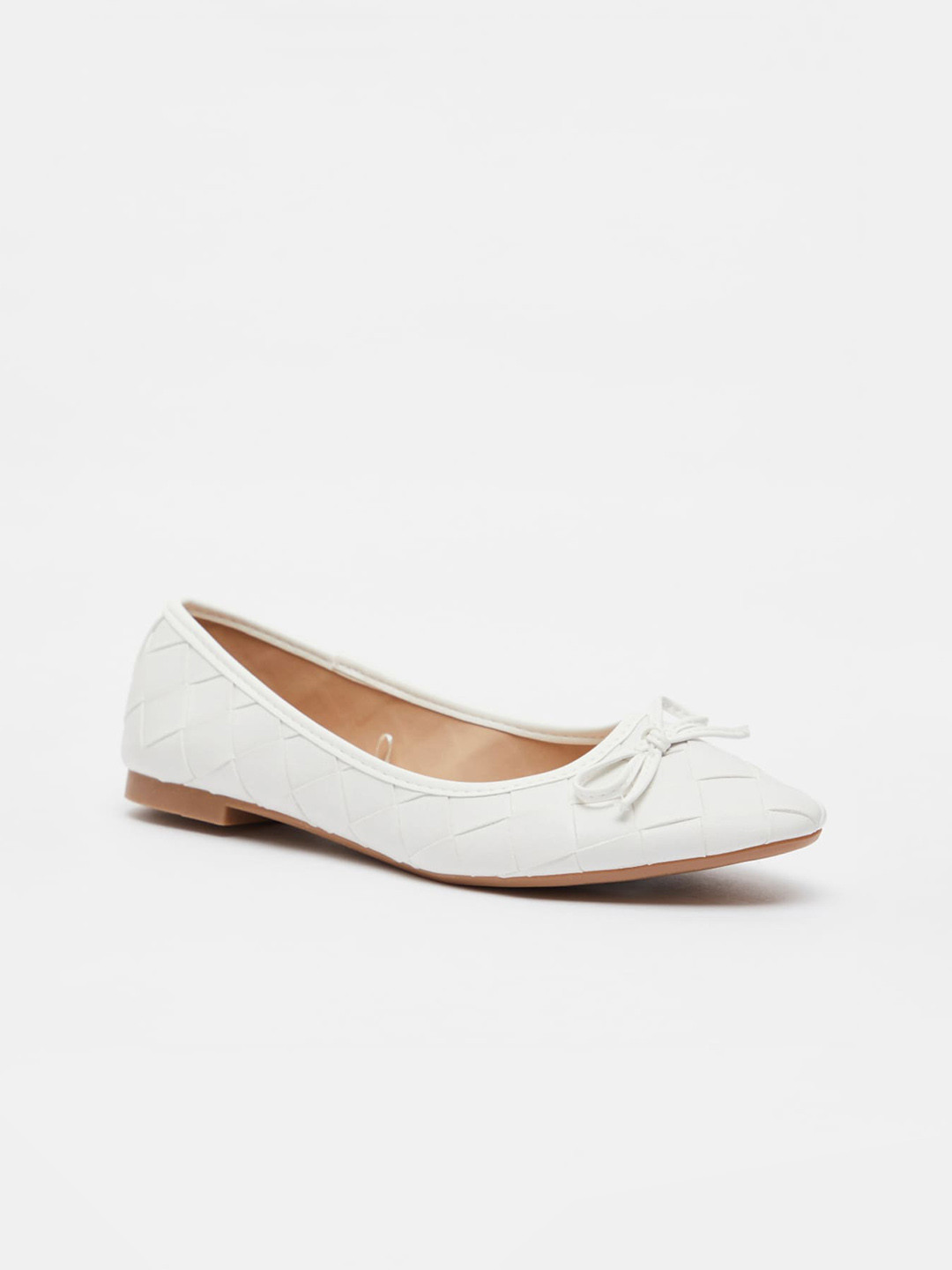 Buy Shoexpress Women White Solid Ballerina Flats With Bow Flats for