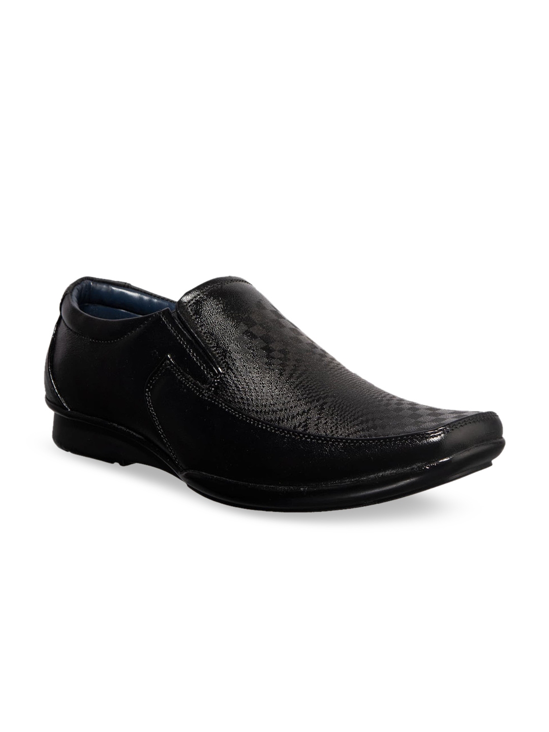 Buy Khadims Men Black Textured Leather Formal Slip Ons - Formal Shoes ...