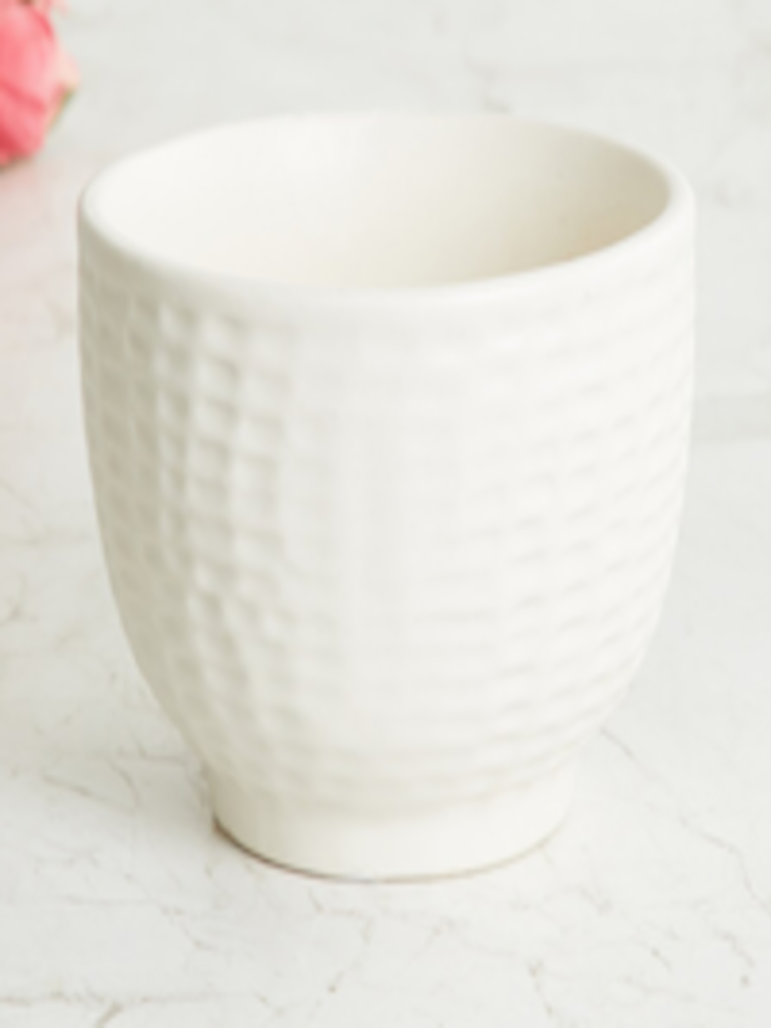 Buy Home Centre Off White Textured Ceramic Planter -  - Home for Unisex