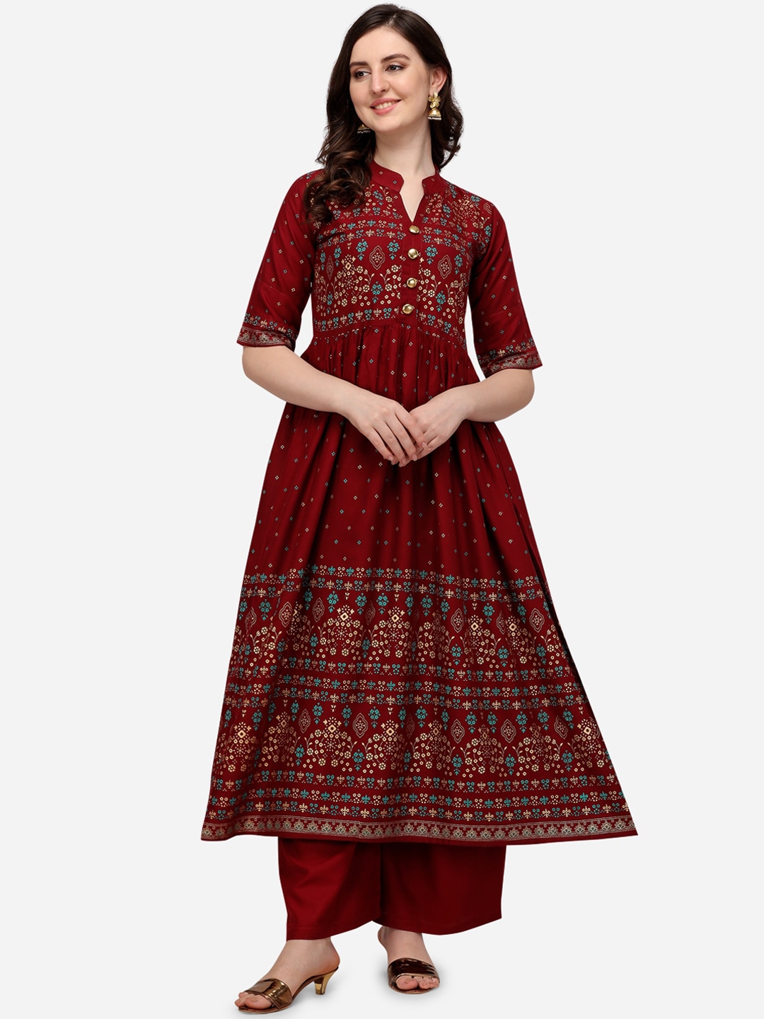 maroon ethnic gown