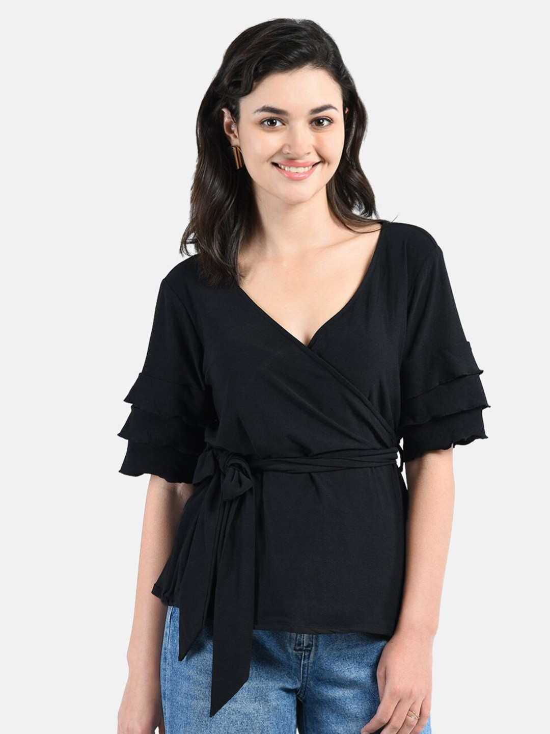 Buy AARA Black Wrap Top Tops for Women 15737558 Myntra