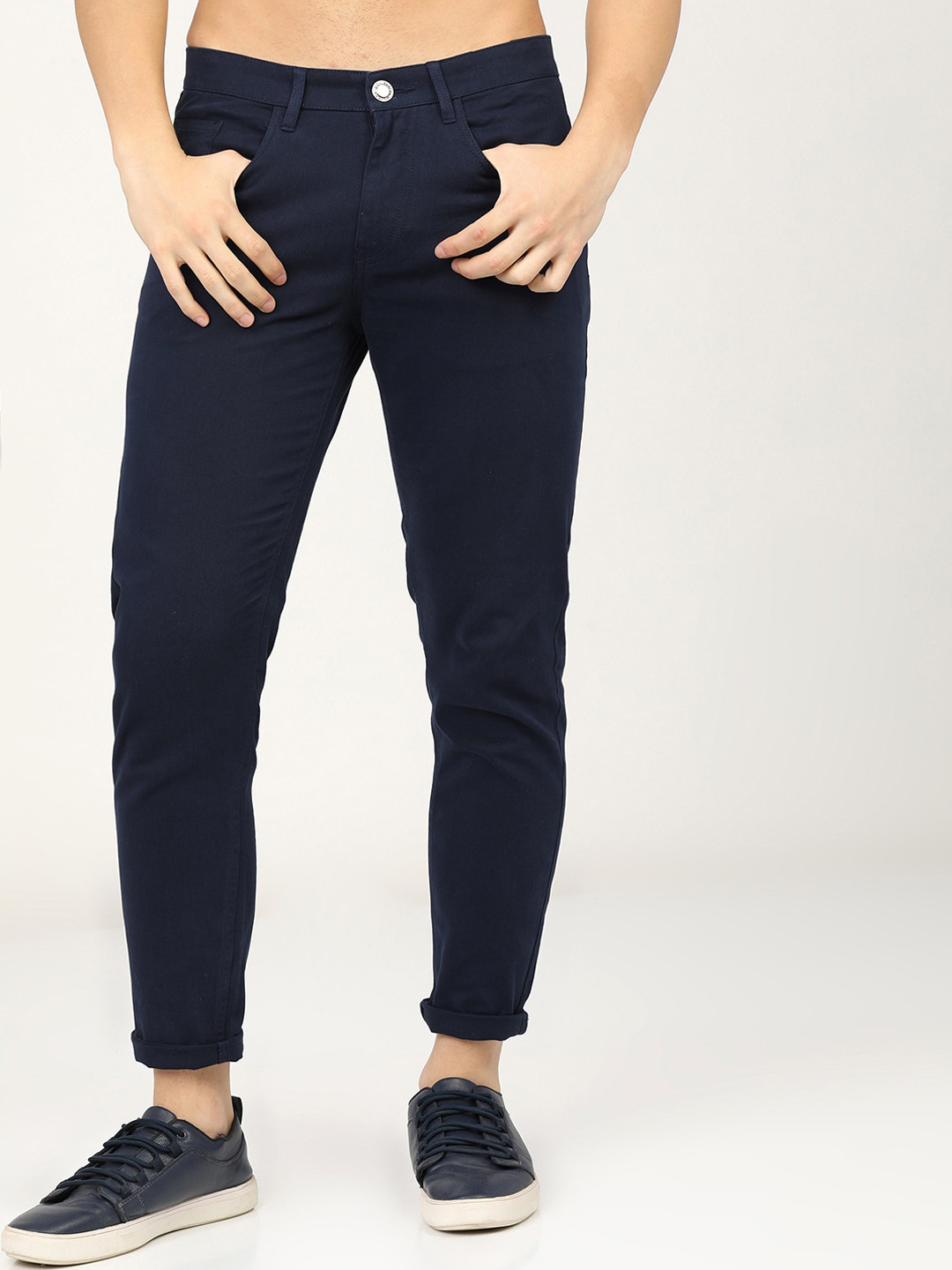 Buy HIGHLANDER Men Blue Slim Fit Easy Wash Chinos Trousers - Trousers ...