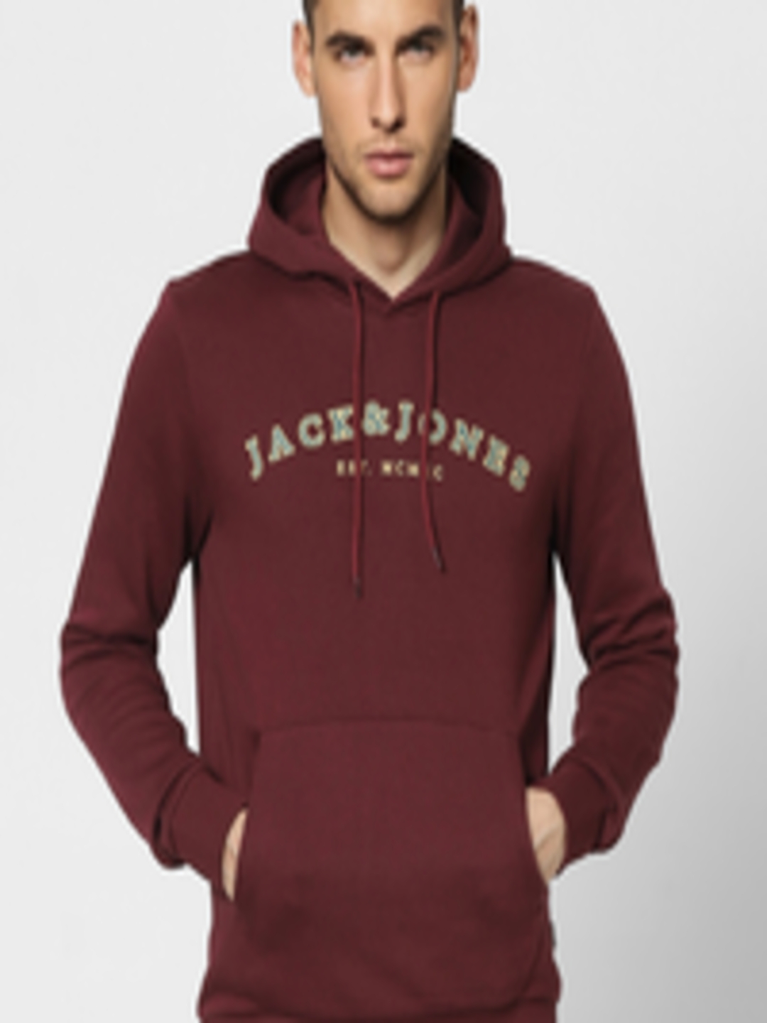 Buy Jack & Jones Men Maroon Brand Logo Printed Sweatshirt - Sweatshirts ...