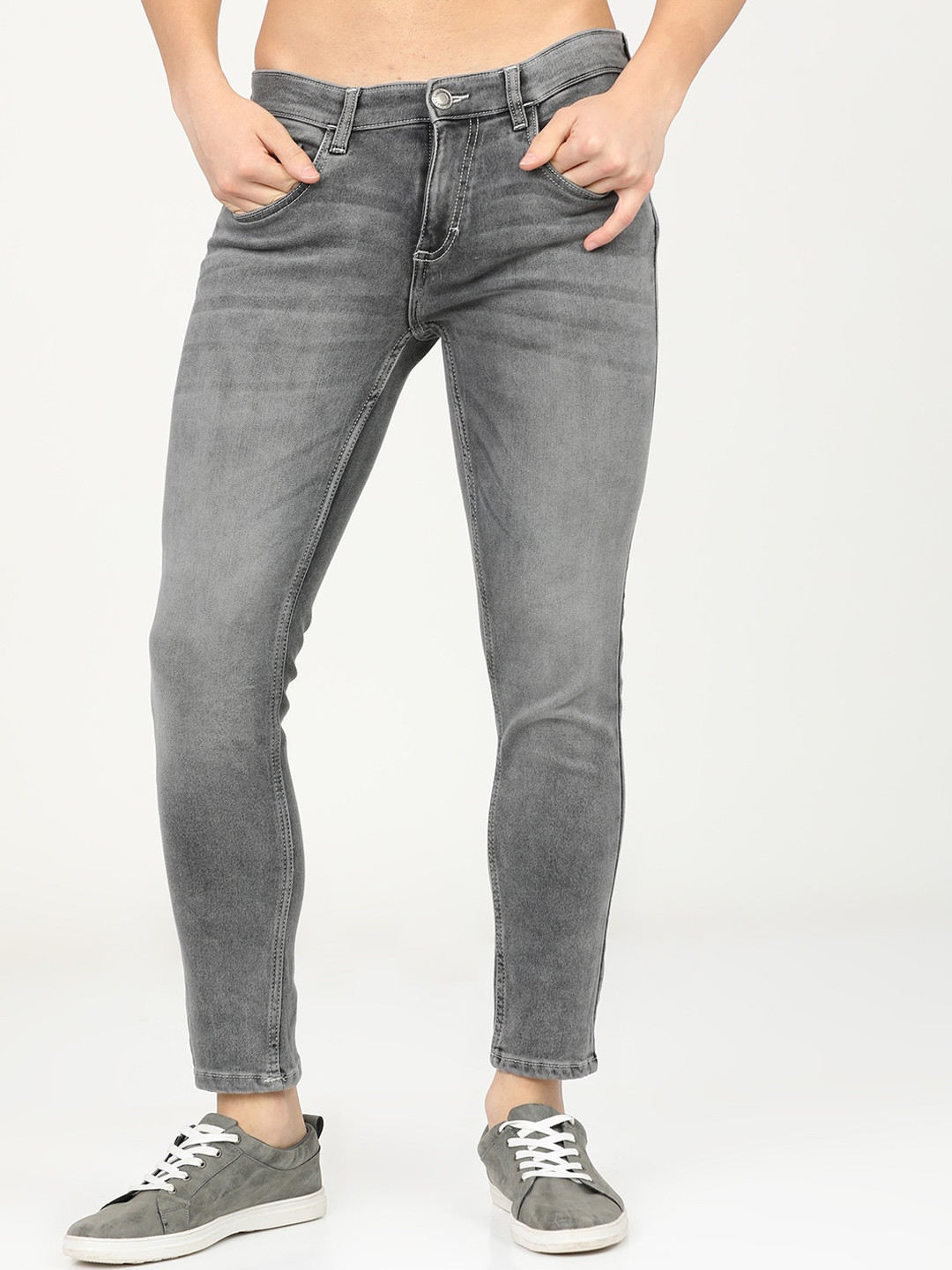 Buy HIGHLANDER Men Grey Tapered Fit Heavy Fade Stretchable Jeans