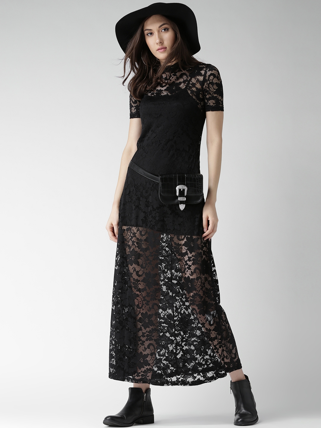 Buy Forever 21 Women Black Lace Maxi Dress Dresses For Women 1574552 Myntra