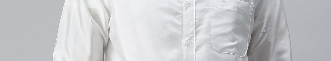 Buy Ramraj Men White Solid Silk Opaque Ethnic Shirt - Shirts for Men ...