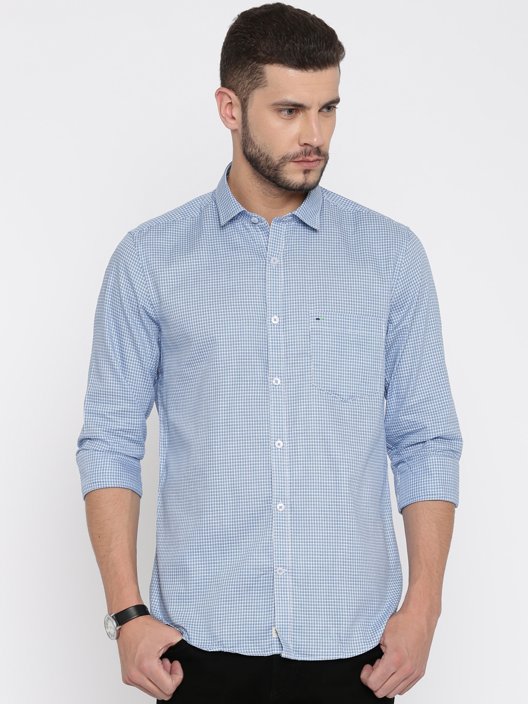 Buy Indigo Nation Men Blue Edgy Fit Checked Casual Shirt - Shirts for ...