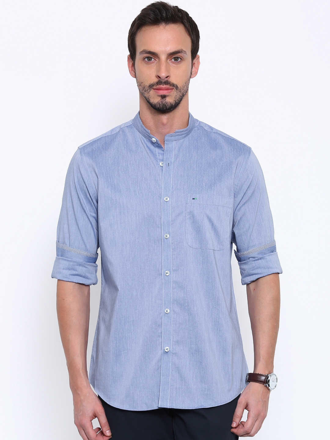 Buy Indigo Nation Blue Regular Fit Solid Casual Shirt - Shirts for Men ...