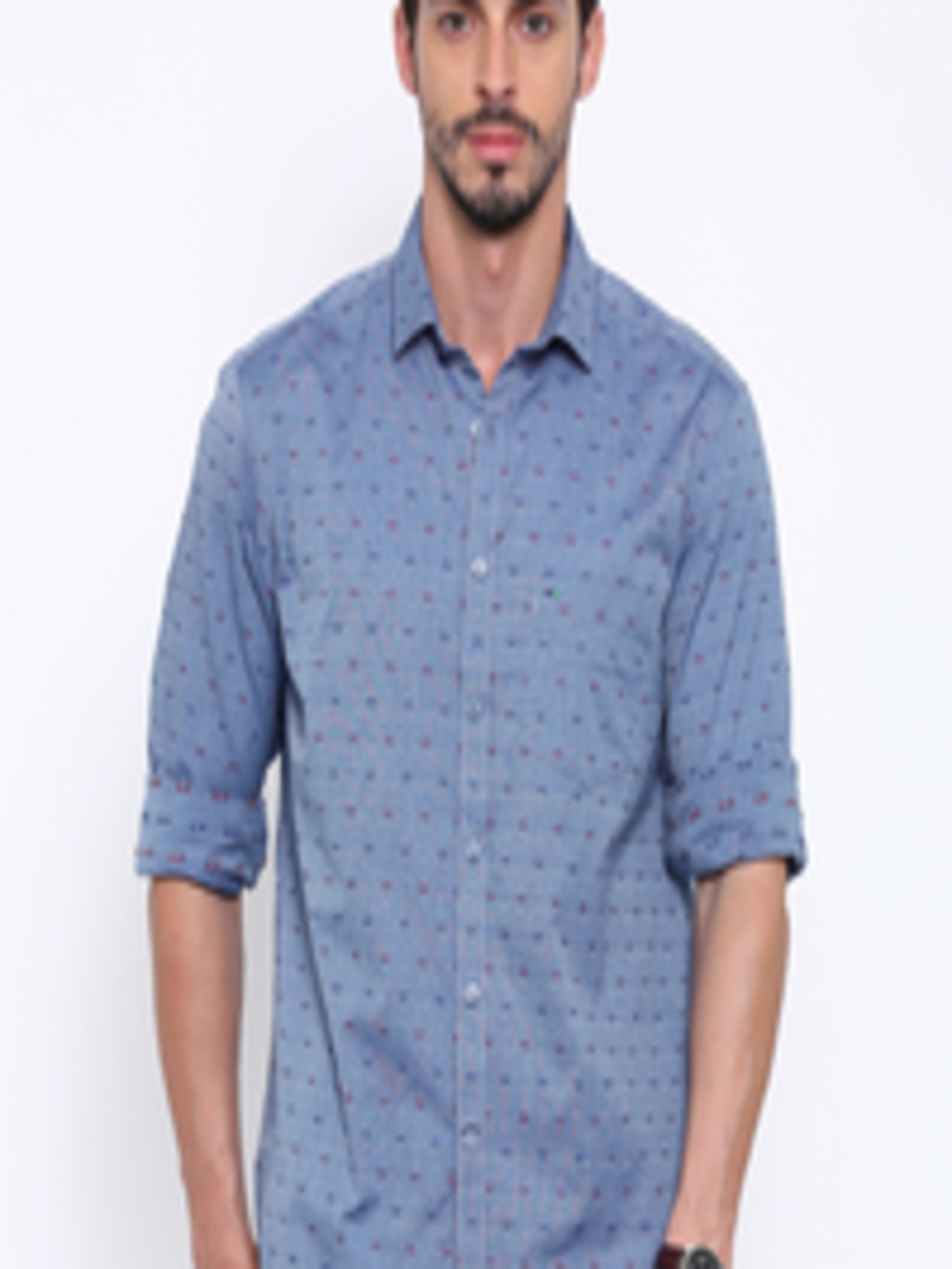 Buy Indigo Nation Men Blue Edgy Fit Self Design Casual Shirt - Shirts ...