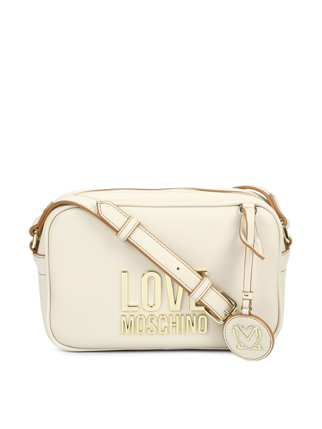 Buy LOVE MOSCHINO Cream Coloured Structured Sling Bag Handbags for