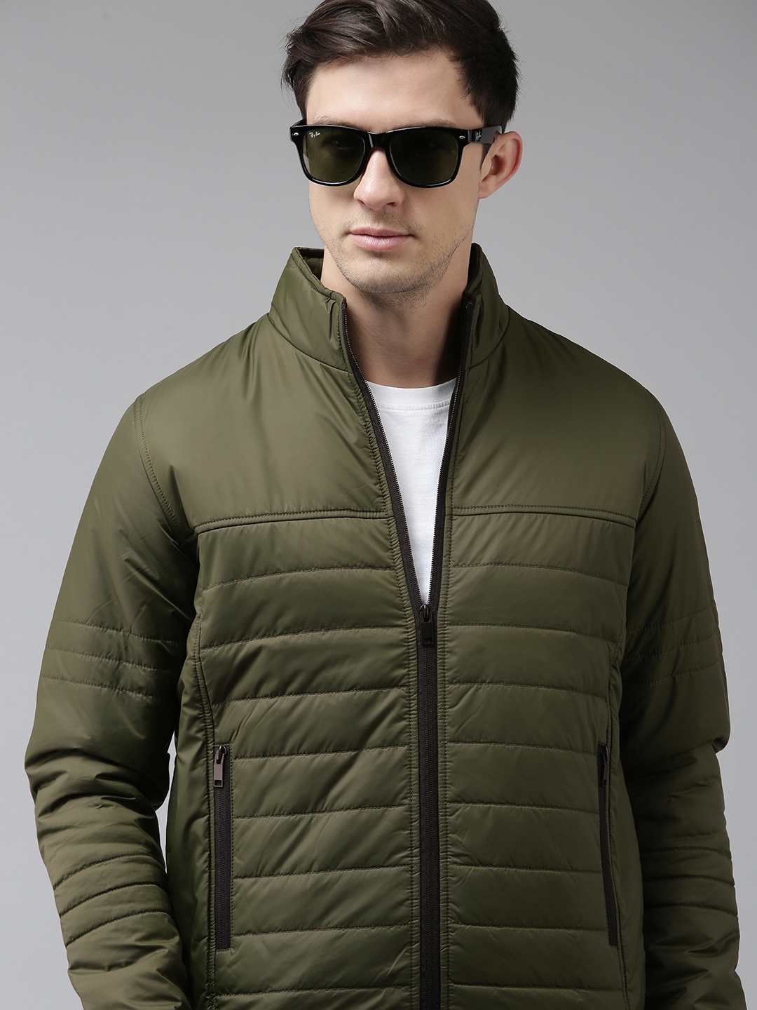 Buy SPYKAR Men Olive Green Solid Padded Jacket - Jackets for Men ...