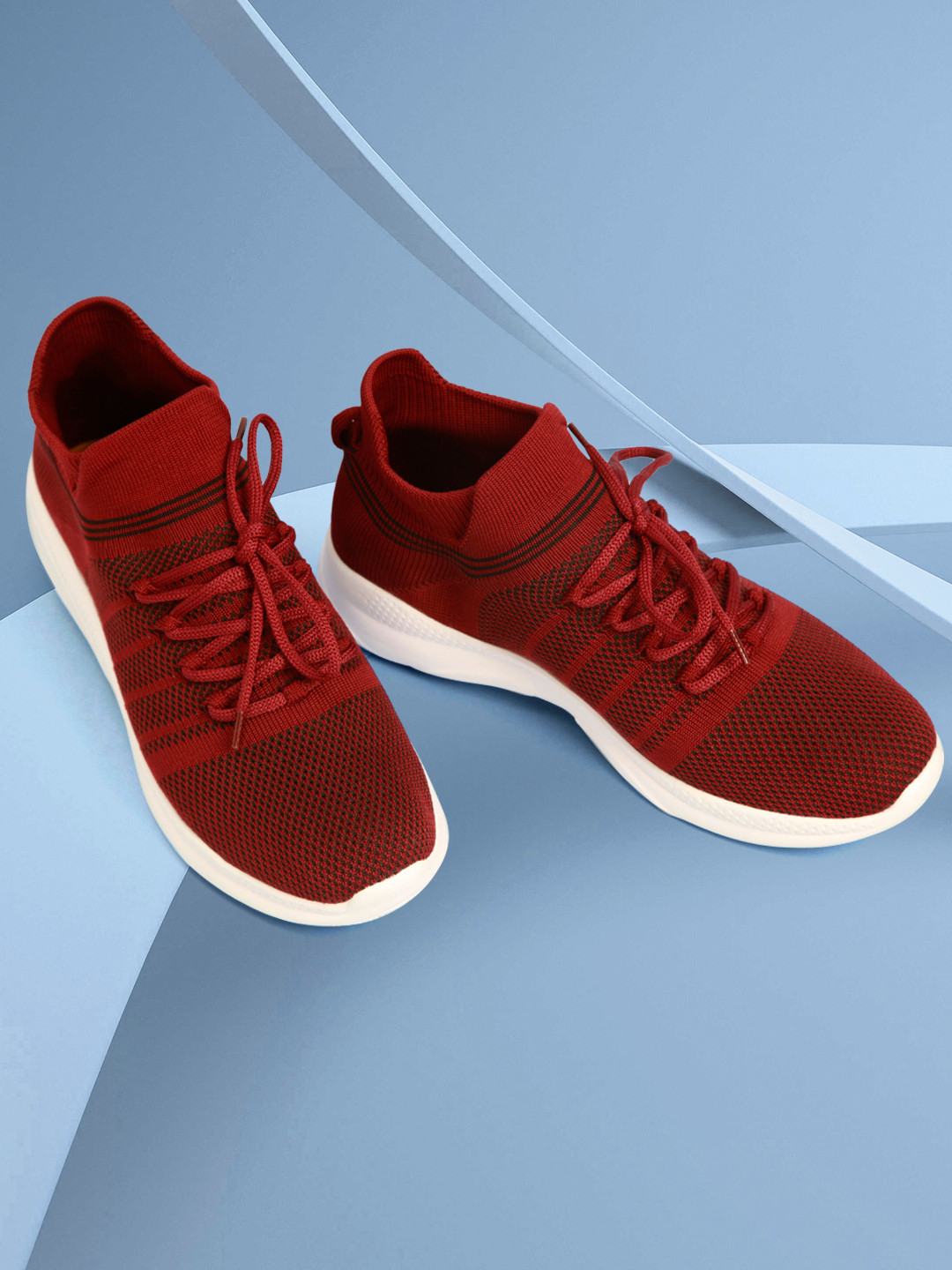 Buy ID Men Maroon Woven Design Running Shoes Sports Shoes for Men