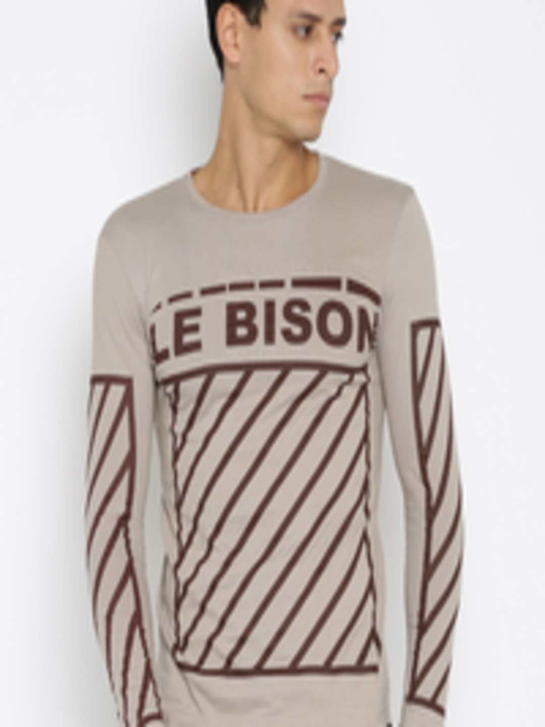 Buy Le Bison Men Beige Printed T Shirt - Tshirts for Men 1575467 | Myntra