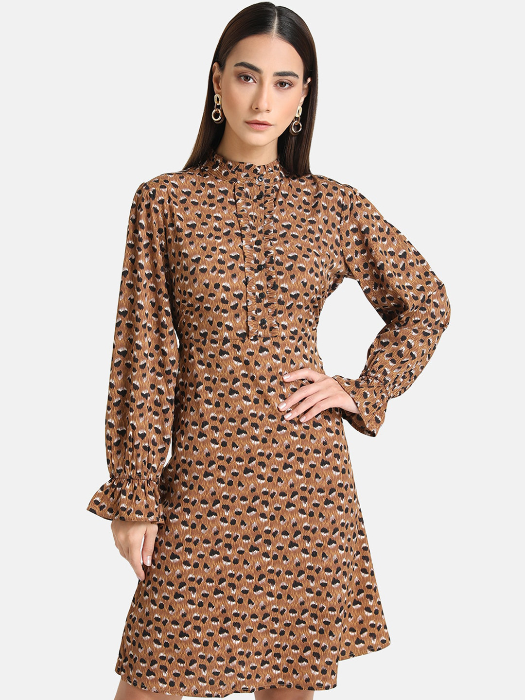 Buy Kazo Brown & Black Animal A Line Dress Dresses for Women 15756582