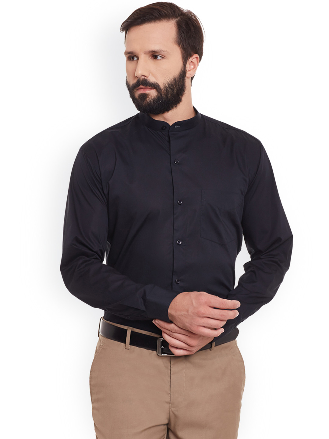 Buy Hancock Men Black Slim Fit Solid Formal Shirt - Shirts ...