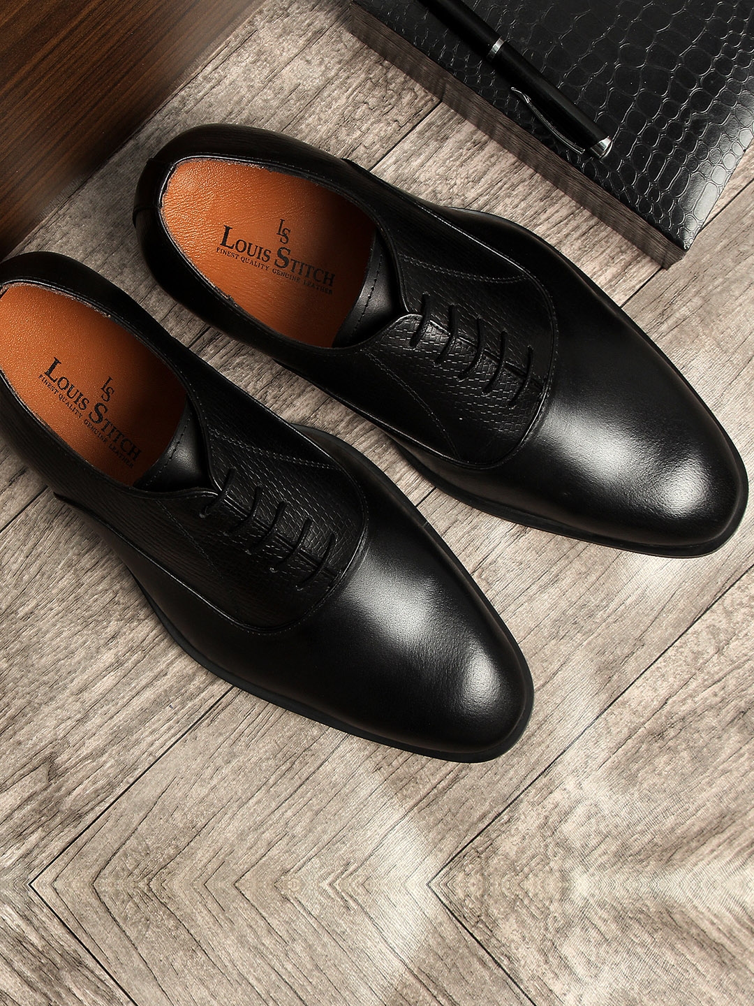 Buy Louis Stitch Men Black Solid Genuine Italian Leather Formal Oxfords Formal Shoes For Men 4848