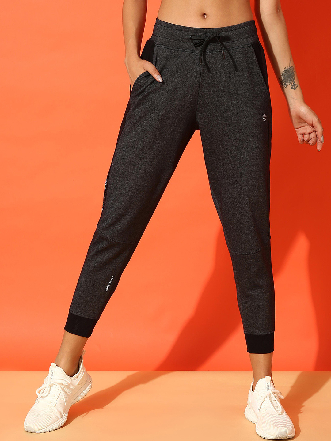 Buy Cultsport Women Charcoal Grey Solid Joggers Track Pants for Women