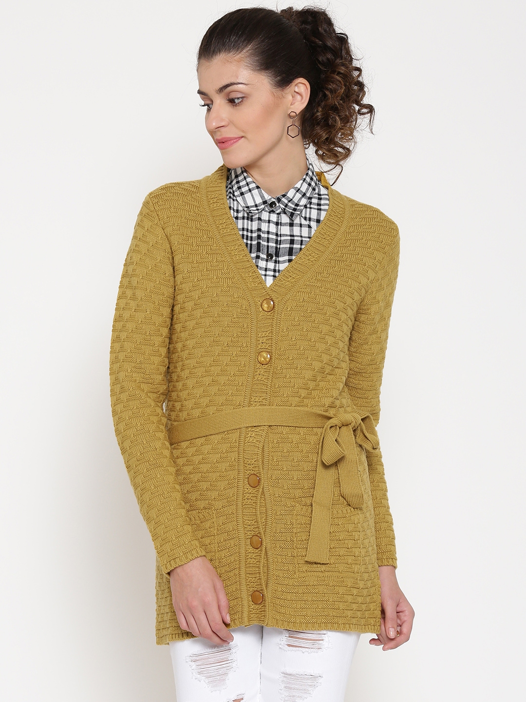yellow cardigan jacket