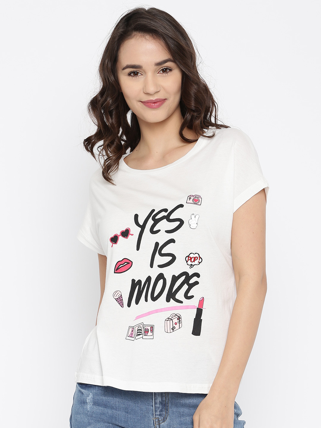 Buy ONLY Women White Printed T Shirt Tshirts for Women 1576389 Myntra