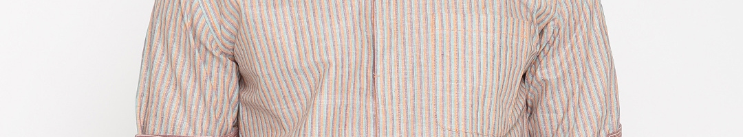 Buy IndusDiva Mumbai Khadi Men Multicoloured Striped Casual Shirt ...