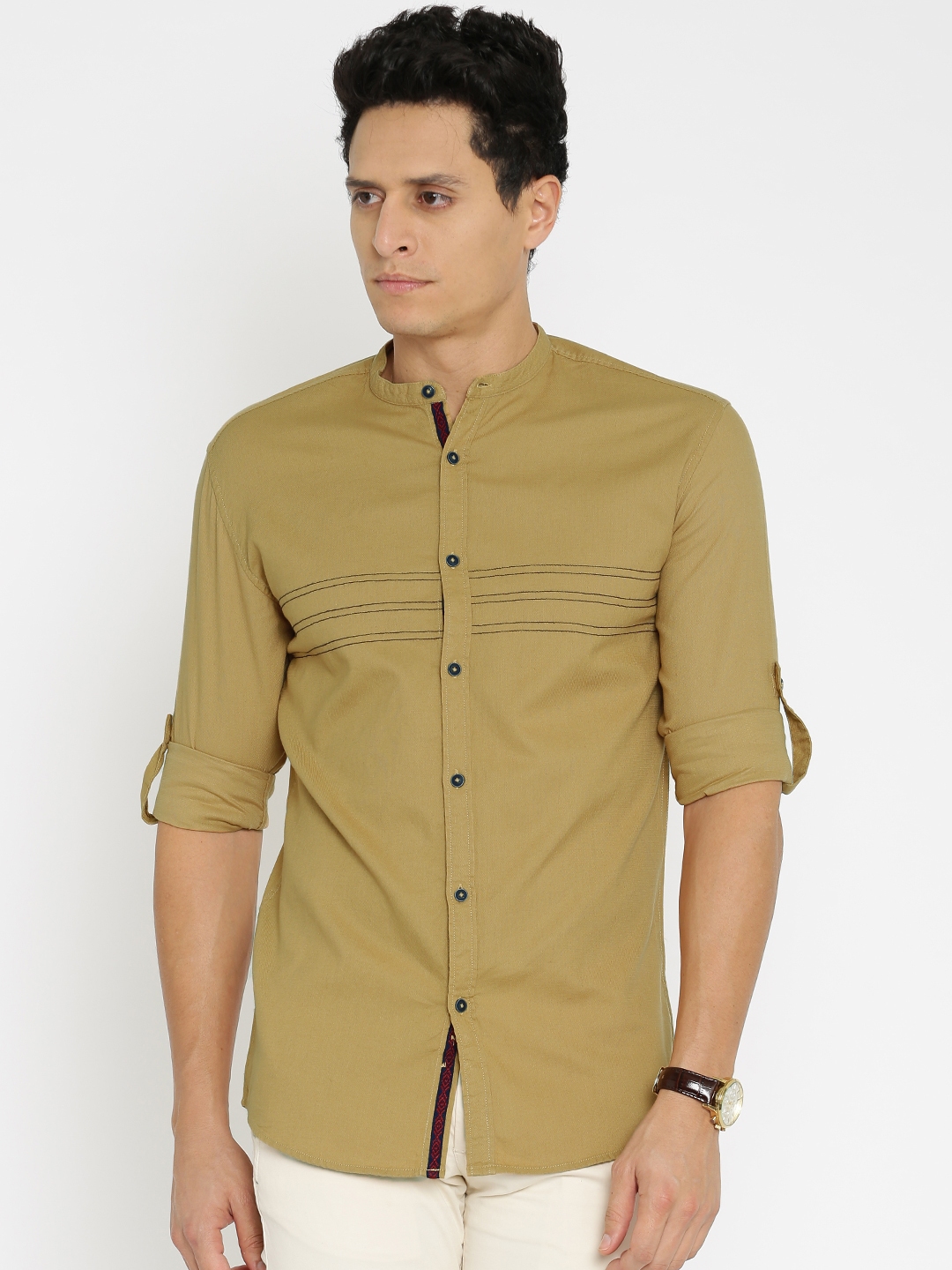 Buy British Club Men Khaki Regular Fit Solid Casual Shirt - Shirts for ...