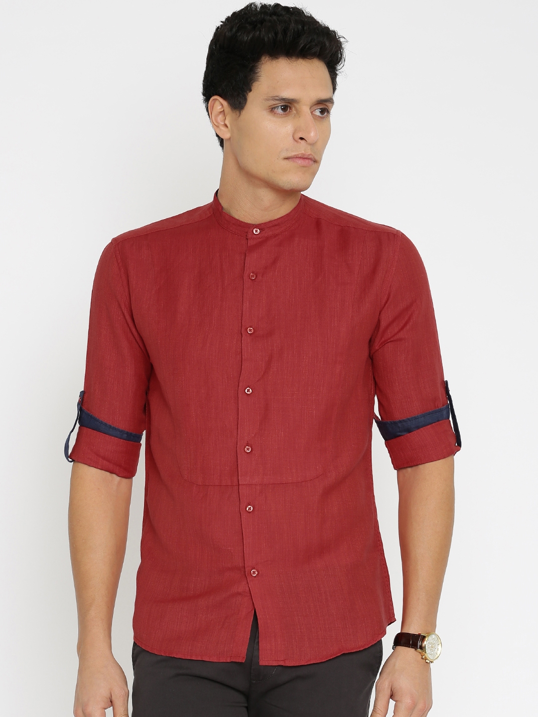 Buy British Club Men Red Regular Fit Solid Casual Shirt - Shirts for ...