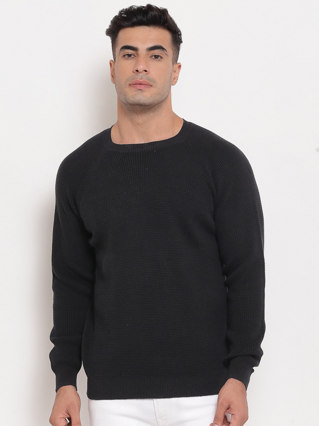 Buy Red Tape Men Black Self Design Sweater - Sweaters for Men 15766184 ...