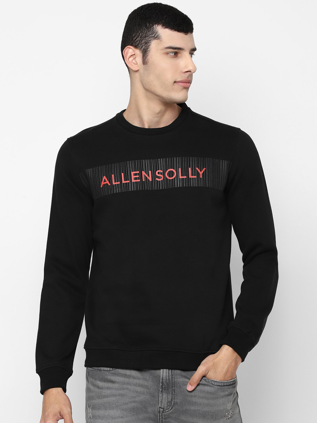 Buy Allen Solly Men Black Printed Sweatshirt Sweatshirts for Men