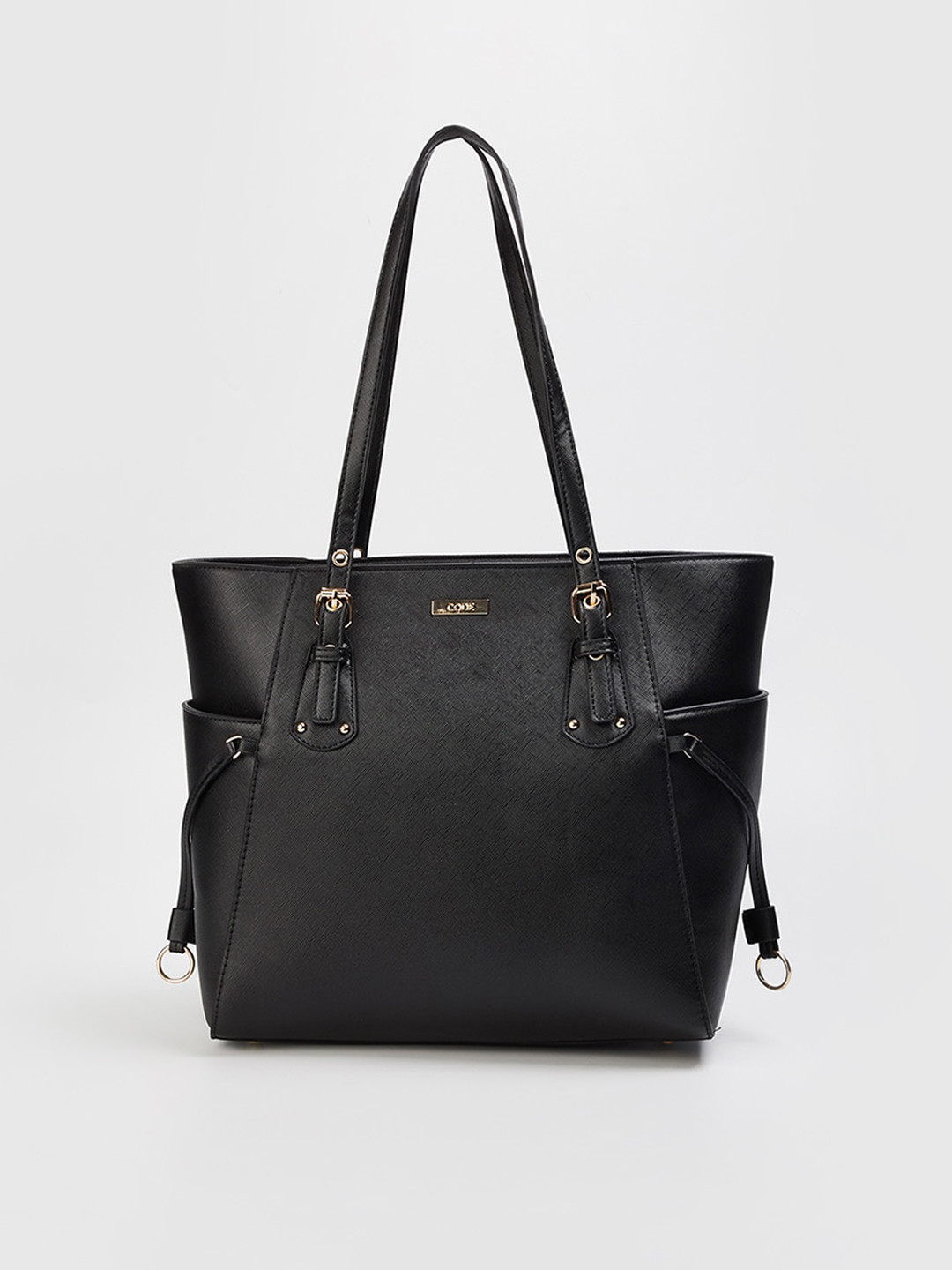 Buy CODE By Lifestyle Black Oversized Structured Shoulder Bag