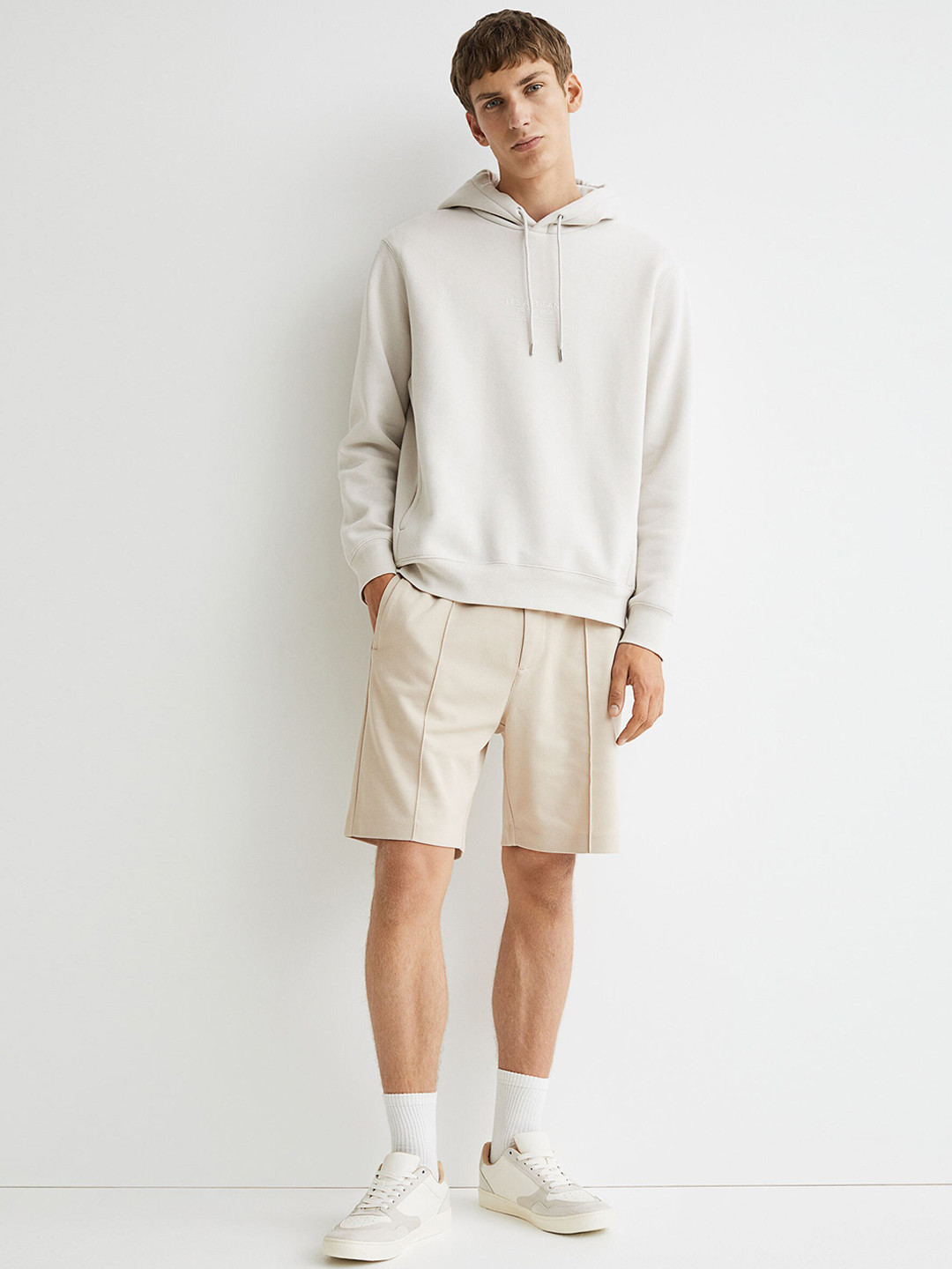Buy H&M Men Beige Solid Slim Fit Jersey Shorts Shorts for Men