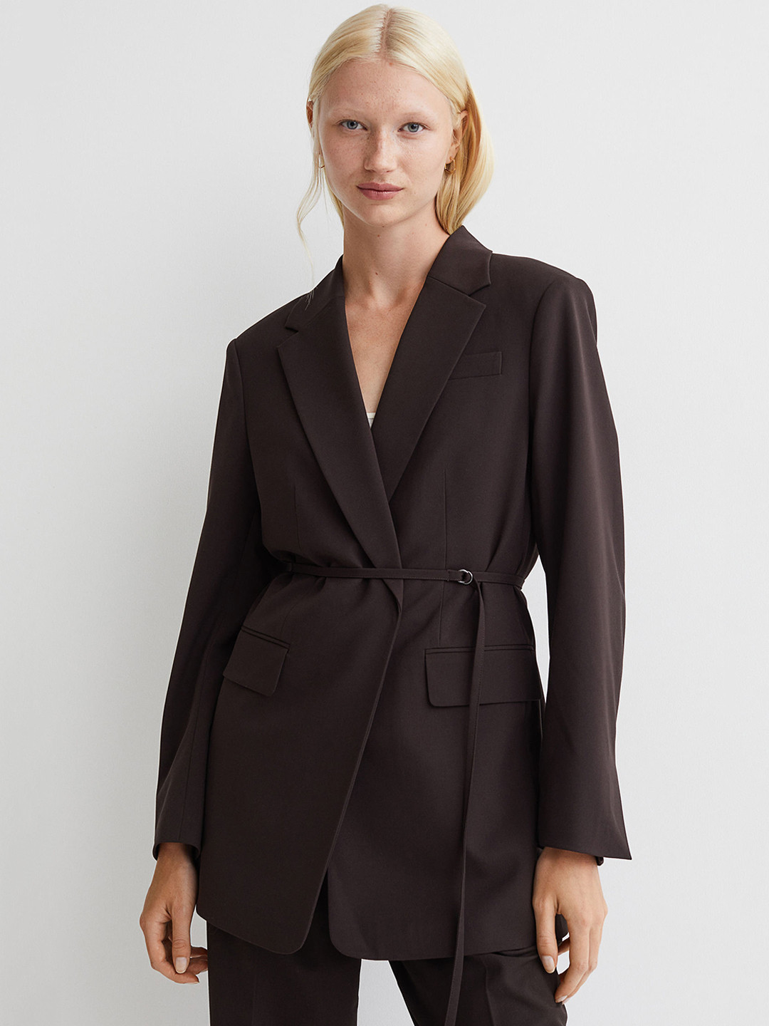 buy-h-m-woman-brown-belted-jacket-blazers-for-women-15771474-myntra
