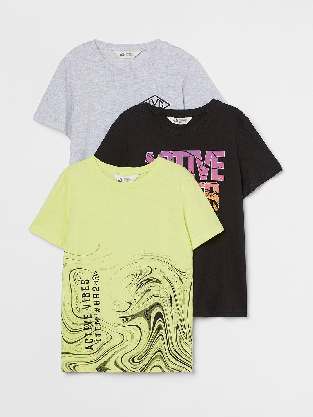 Buy H&M Boys Black & Grey 3 Pack Cotton T Shirts Tshirts for Boys