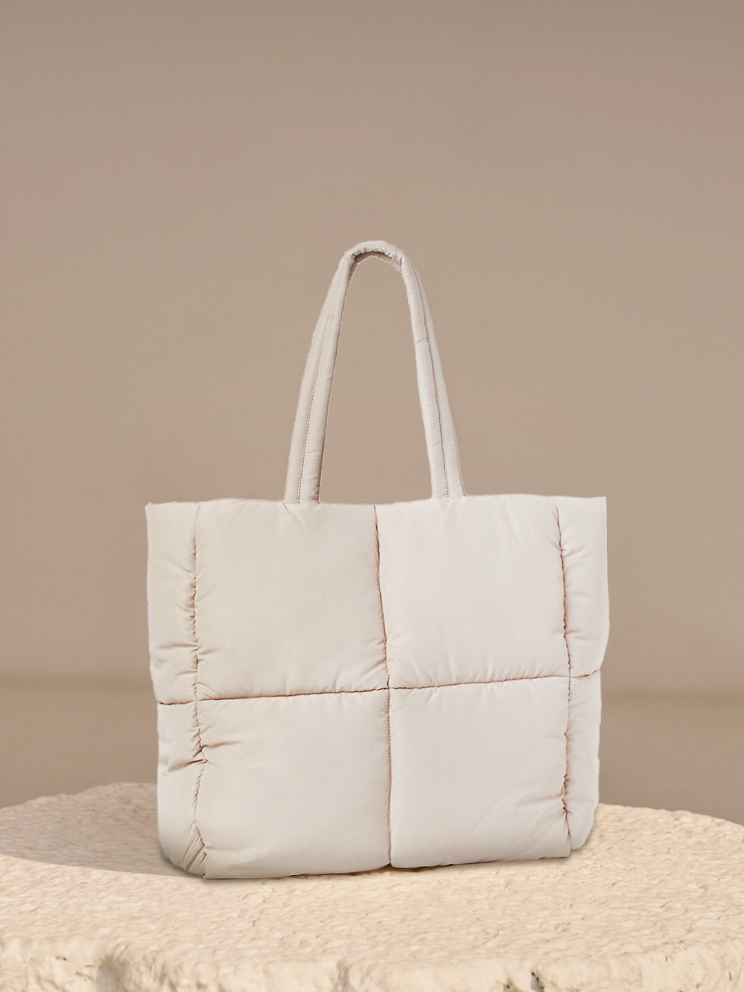 Buy H&M Women Beige Quilted Shopper Handbags for Women 15771662 Myntra